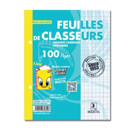 Feuilles de Classeur A4 Selecta 100 Pages 60g